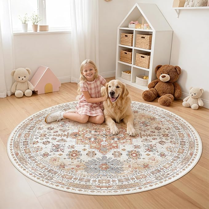 Round Rug 5ft, Circle Rug for Dining Room Table, Dining Room, Nursery Room - Image 8