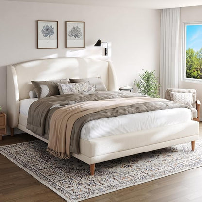 Christopher Knight Home Hazel King Size Bed Frame, Upholstered Platform Bed - Image 4
