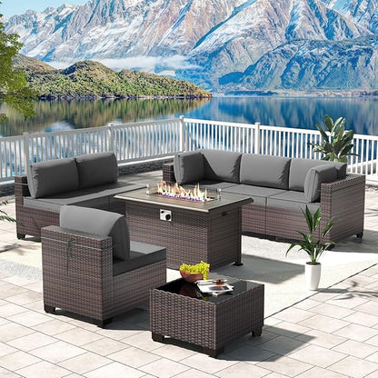 Kullavik 8 Pieces Outdoor Patio Furniture Set, Sectional Sofa Set by KULLAVIK
