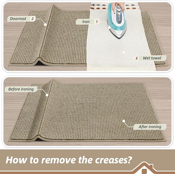 BEQHAUSE Dirt Trapper Door Mat 20" x 48", Non-Slip Washable, Light Beige | - Image 9