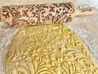 ROLLING PIN SPRING WOODDEN EMBOSSING ROLLING PIN with BUTTERFLIES and FLOWERS EMBOSSED COOKIES GIFT FOR MOTHER FRIEND