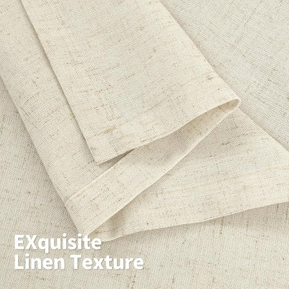 YoungsTex 72 Inch Length Beige Linen Curtains 2 Panels - Image 6
