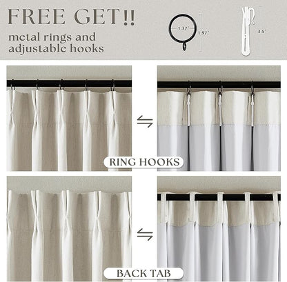 100% Blackout Pinch Pleated Linen 84 Inch Curtains 60 Inch Width Natural | 2 - Image 5