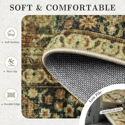 6x9 Area Rugs - Washable Vintage Retro Living Room Rug, Soft Ultra Thin Non - Image 7