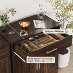Vongrasig Sideboard Buffet Cabinet with Storage, Modern Kitchen Storage Cabinet with 1 Drawer and 2 Doors, Wood Coffee Bar Buffet Table for Kitchen, Dining Room, Rustic Brown