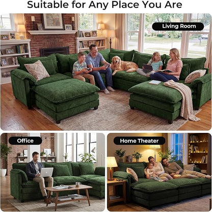 ELUCHANG 114" Oversized V-Shaped Cloud Couch Modular Sectional Sofa - Image 3