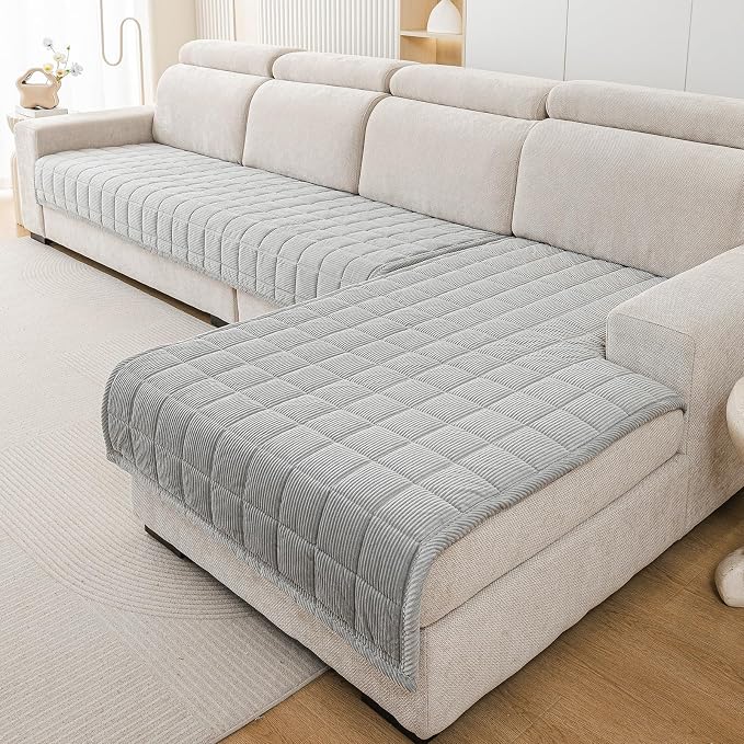 Velvet Couch Covers for Sectional Sofa Washable, Non-Slip L Shaped Sectional - Image 3