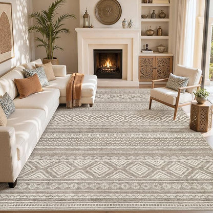 cotiled Boho 10x14 Area Rug for Living Room: Large Moroccan Washable Rug | by COTILED