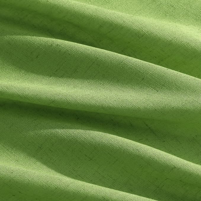Lime Green Linen Blend Light Filtering Back Tab Curtains 102 Inches Long - Image 5