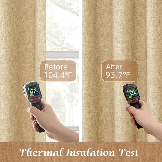 Natural 100% Blackout Linen Bedroom Curtains 63 Inches 2 Panels | Full Room - Image 5