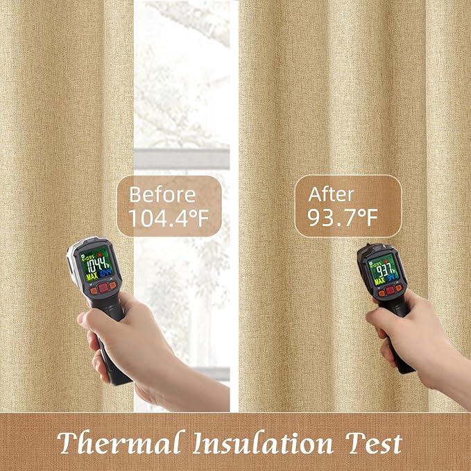 40 Inch Length 100% Blackout Linen Curtains - Image 4