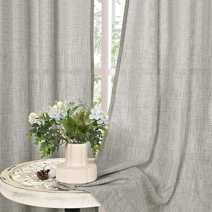 YoungsTex Light Grey Linen Curtains 84 Inch Length - Image 8
