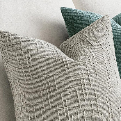 MIULEE Chenille Textured Throw Pillow Covers Light Grey 20x20 Set of 2 | Slubby - Image 3
