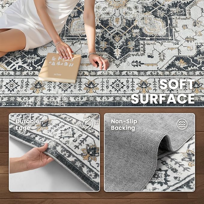 6x9 Area Rugs for Living Room, Large Washable Rug, Dining Room, Low Pile - Image 6