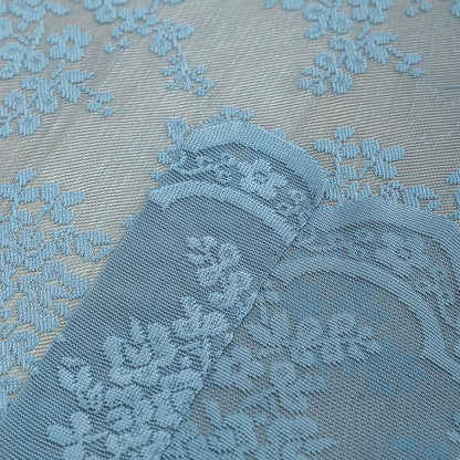 YJ YANJUN Vintage Lace Curtains 84 Inch Length-Dusty Blue Floral Sheer Curtains - Image 6