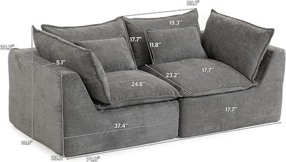 Boneless Loveseat Couch Sectional Cloud Couch Oversized Modular Sectional Sofa - Image 2