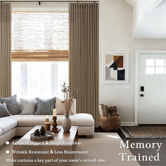84 Inch Brown Dutch Cocoa Pleated Linen Light Filtering Curtains 2 Panels | - Image 6