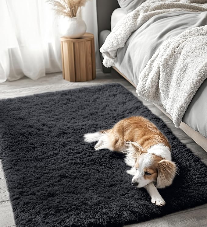 OLANLY 3x5 Machine Washable Small Bedside Rug, Soft Fluffy Shaggy Rugs - Image 9