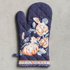 Maison d' Hermine Oven Gloves 100% Cotton Oven Mitt 7" x 13" with Loop Heat Resistant, BBQ, Cooking Gloves, Baking, Grilling, Kitchen, Handling Hot Pans (Pack of 1, Pumpkin Blues)