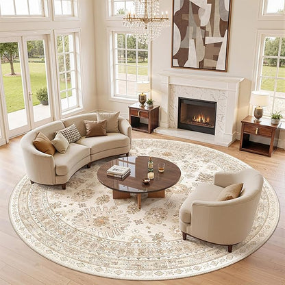 Round Rug 8ft, Circle Rug for Dining Room Table, Dining Room, Nursery Room by Zesthome