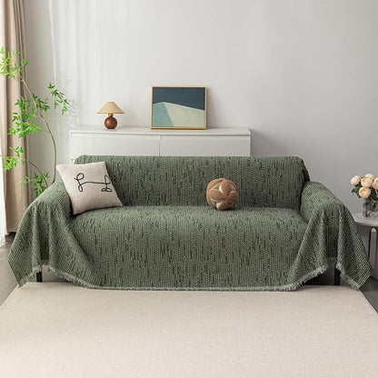 MYSKY HOME Boho Couch Cover Moss Green Sofa Covers - Image 2