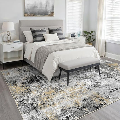 LOONGRUG Area Rug 5x7 Washable Neutral Modern Living Room Rugs Black Gold | - Image 3