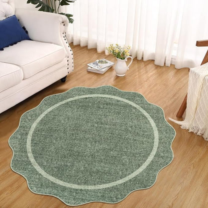 GarveeHome Scalloped Washable Small Round Rug 3 ft Non-Slip - Image 3