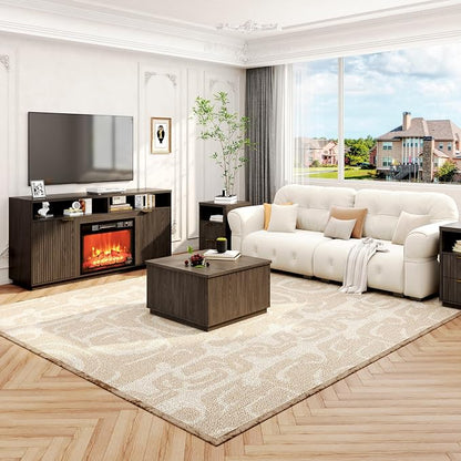 4-Piece Fluted Living Room Set Includes 31.5" Fluted Lift Top Coffee Table - Image 2