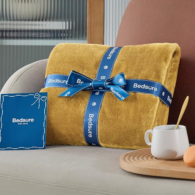 Bedsure GentleSoft Fleece Throw XL Blanket Yellow - Image 7