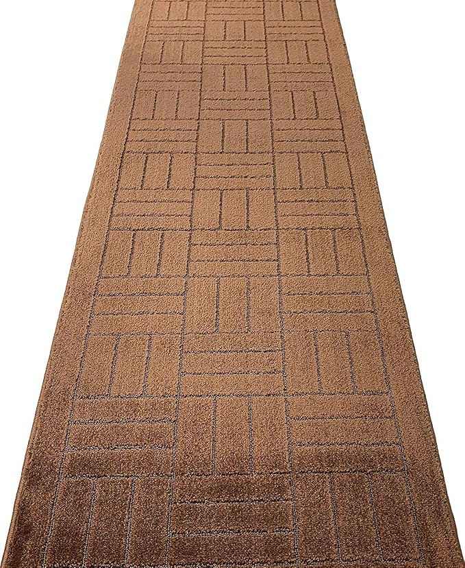 Custom Length Hallway Runner Rug, Slip Resistant, Bricks Brown, 26 Inch X 11 - Image 3