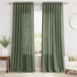 Olive Green Linen Blend Semi Sheer Curtains 108 Inches Long x 60 Inches Wide by Nanspring