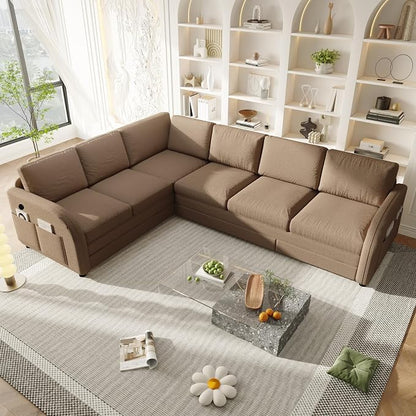 King Size Sleeper Sofas Convertible Couches, Oversized 6-Seat Sectional Sofa - Image 2