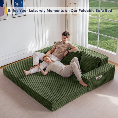 MAXYOYO Loveseat Sofa Bed, Striped Faux Fur Foldable Floor Sofa Couch in A Box - Image 8