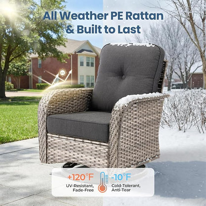 Weaxty 7 Pieces Patio Furniture Set, Wicker Outdoor Swivel Rocking Chairs - Image 8