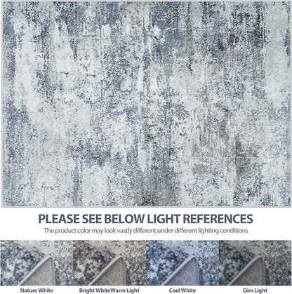 Aelenmu 10x14 Area Rugs for Living Room Washable Dining Room Blue Grey | Modern - Image 7