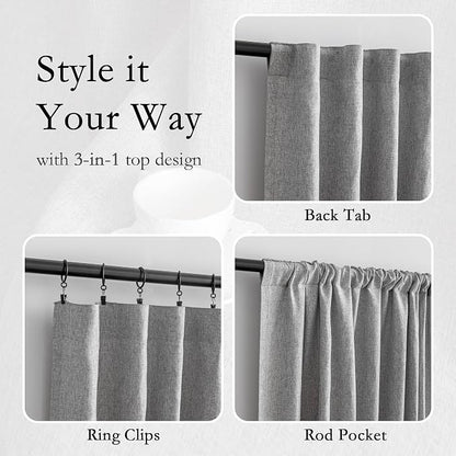 MYSKY HOME 95 Inch Sliding Door Curtains Farmhouse Light Filtering Privacy - Image 3
