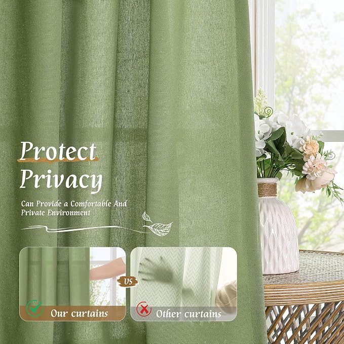 Light Filtering Linen Curtains 63 inches Long - Image 5