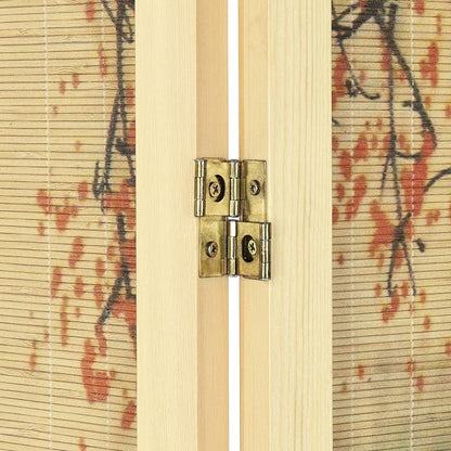 MyGift 4-Panel Folding Bamboo Room Divider Asian-Inspired Cherry Blossom Scene - Image 7