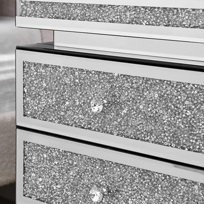 Mirrored Nightstand with 3 Drawers, Mirror End Table, Modern Bedside Table - Image 7