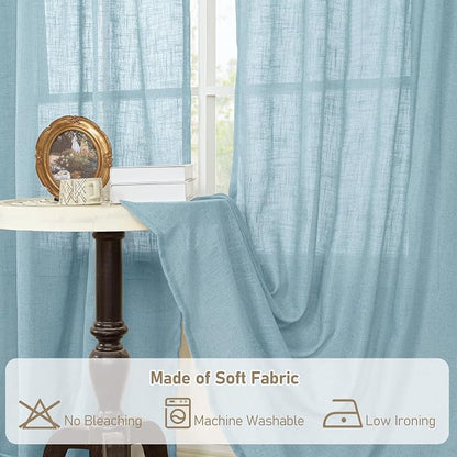 Stone Blue 72 inch Linen Textured Curtains - Image 8