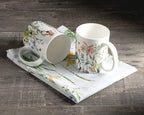 Maison d' Hermine Coffee Mug with Handles Fine Bone China Mugs Pack of Two Tea Cups for Hot Beverages Cappuccino Latte Home Restaurant Office Perfect for Gift (Fleurs De Mai, 12 Ounce)