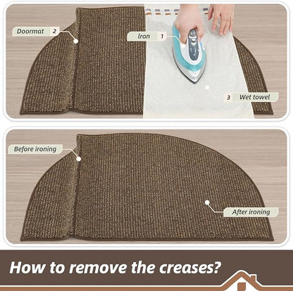 BEQHAUSE Dirt Trapper Door Mat 32" x 48" Half Circle Non Slip Rugs, Absorbent - Image 9