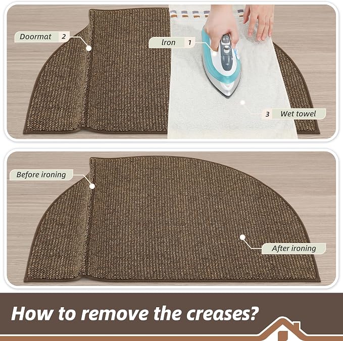 BEQHAUSE Dirt Trapper Door Mat 26" x 40" Half Circle Non Slip Rugs, Absorbent - Image 9