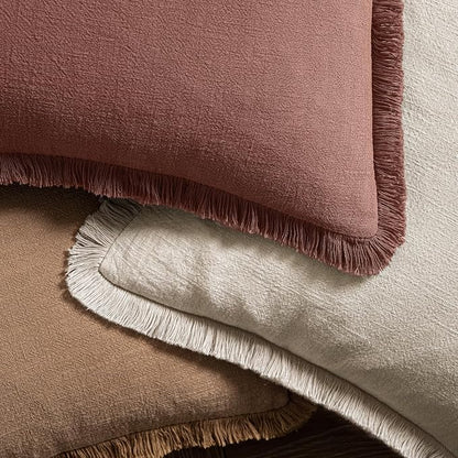MIULEE Linen Fringe Decorative Fall Throw Pillow Covers Autumn Glaze 18x18 | - Image 4