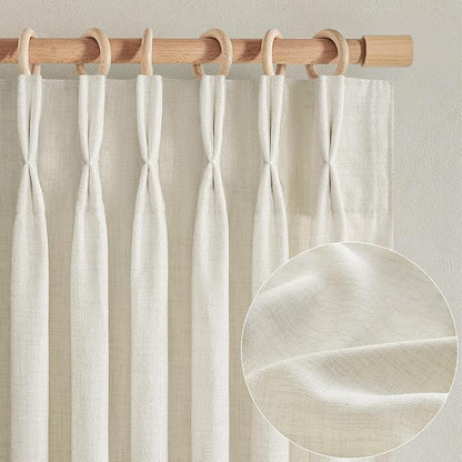 Cream Beige Memory Trained Pinch Pleated Curtains 96 Inches Long - Image 2