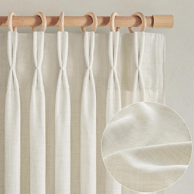 Cream Beige Linen Sheer Curtains 90 Inches Long - Image 2