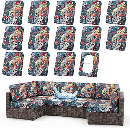 Waterproof Outdoor Cushion Covers, Stretch Patio Slipcovers | UV Resistant by hyha