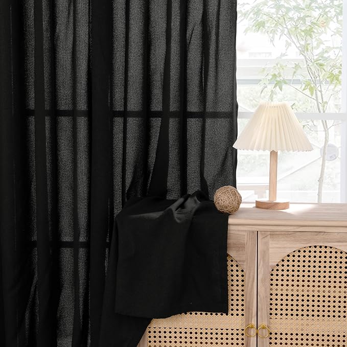YoungsTex Black Linen Curtains 48 Inch Length - Image 8