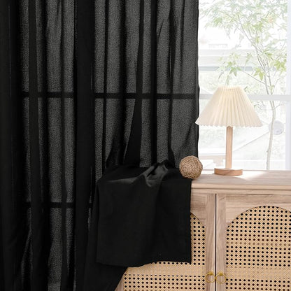 YoungsTex Black Linen Curtains 48 Inch Length - Image 8
