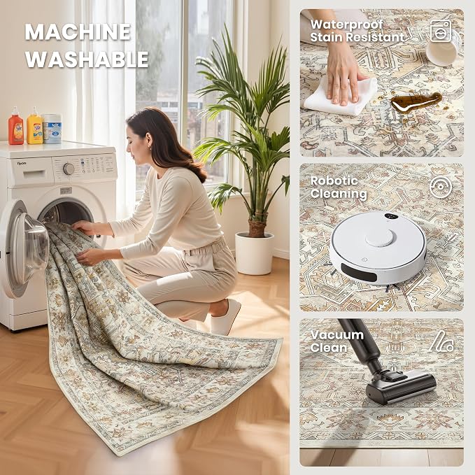 8x10 Area Rugs for Living Room, Large Washable Rug, Dining Room, Low Pile - Image 5